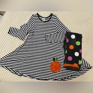 Peaches ‘n Cream Sz 10 Halloween Autumn Fall Pumpkin Dress & leggings
